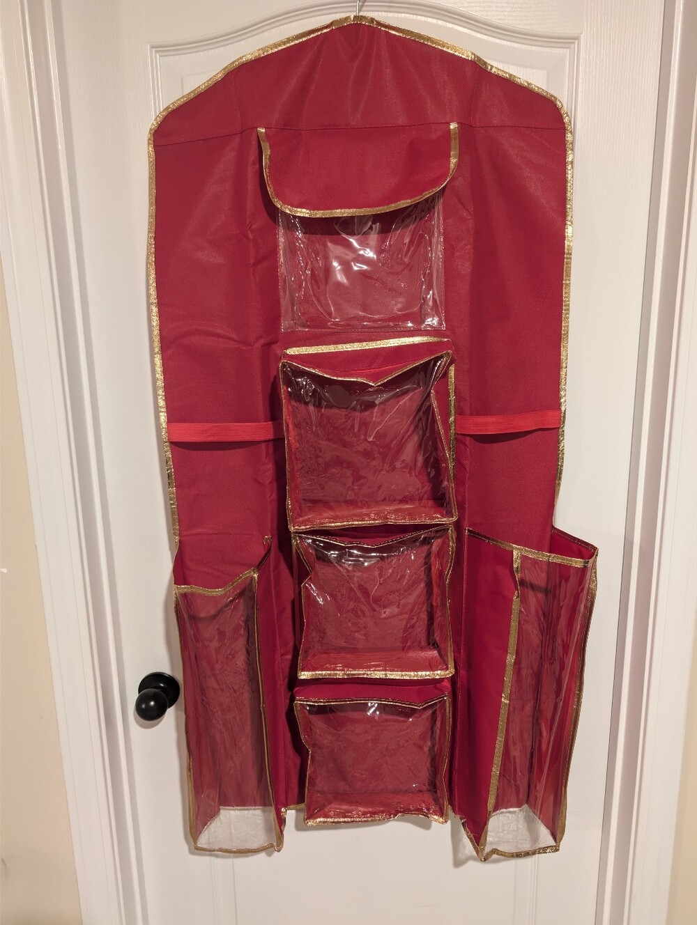 Holiday Gift Wrap Organizer- Hanging with Clear Zipper Pocket - Picture 4 of 6